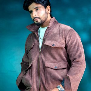 Dark Maroon Cord Fabric Multipocket Jacket