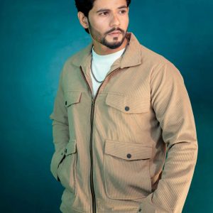 Khaki Cord Fabric Multipocket Jacket